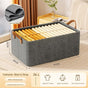 2pc Foldable Fabric Storage Bin with Steel Frame & Handles - 26L Stackable Closet Organizer(Grey) V888-ELOSUNG37079