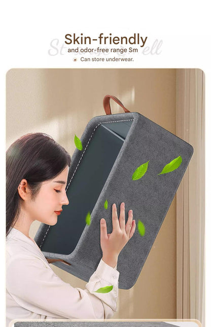 2pc Foldable Fabric Storage Bin with Steel Frame & Handles - 26L Stackable Closet Organizer(Green) V888-ELOSUNG37080