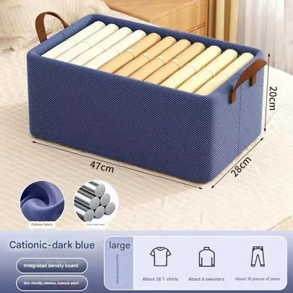 2pc Foldable Fabric Storage Bin with Steel Frame & Handles - 26L Stackable Closet Organizer(Blue) V888-ELOSUNG37081