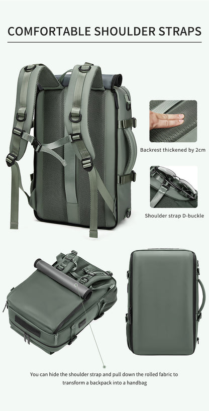 4-in-1 Convertible Travel Backpack & Briefcase - Large Capacity, 16" Laptop Compartment, USB Port(Army Green) V888-ELOSUNG37083