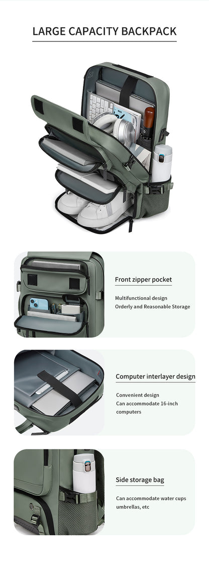 4-in-1 Convertible Travel Backpack & Briefcase - Large Capacity, 16" Laptop Compartment, USB Port(Green) V888-ELOSUNG37084