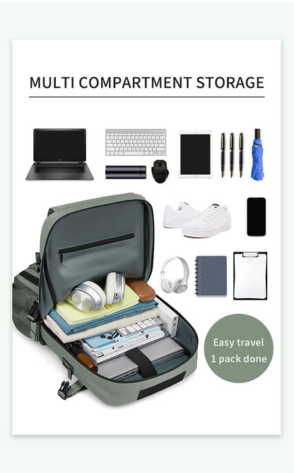 4-in-1 Convertible Travel Backpack & Briefcase - Large Capacity, 16" Laptop Compartment, USB Port(Dark Green) V888-ELOSUNG37085
