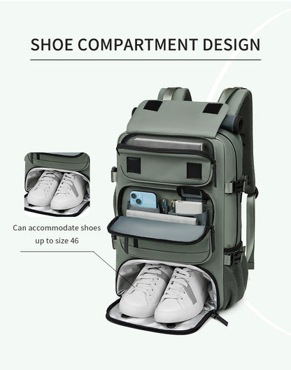 4-in-1 Convertible Travel Backpack & Briefcase - Large Capacity, 16" Laptop Compartment, USB Port(Dark Green) V888-ELOSUNG37085