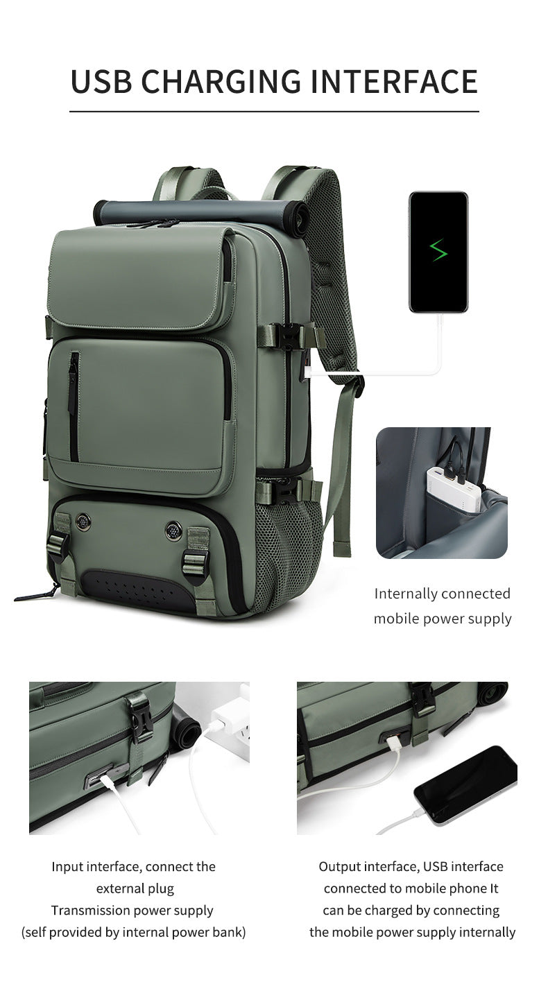 4-in-1 Convertible Travel Backpack & Briefcase - Large Capacity, 16" Laptop Compartment, USB Port(Dark Green) V888-ELOSUNG37085