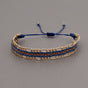 Blue Style Artisan Boho Beaded Bracelet - Handmade Woven Friendship Band with Gold-Plated Chain V888-ELOSUNG38003