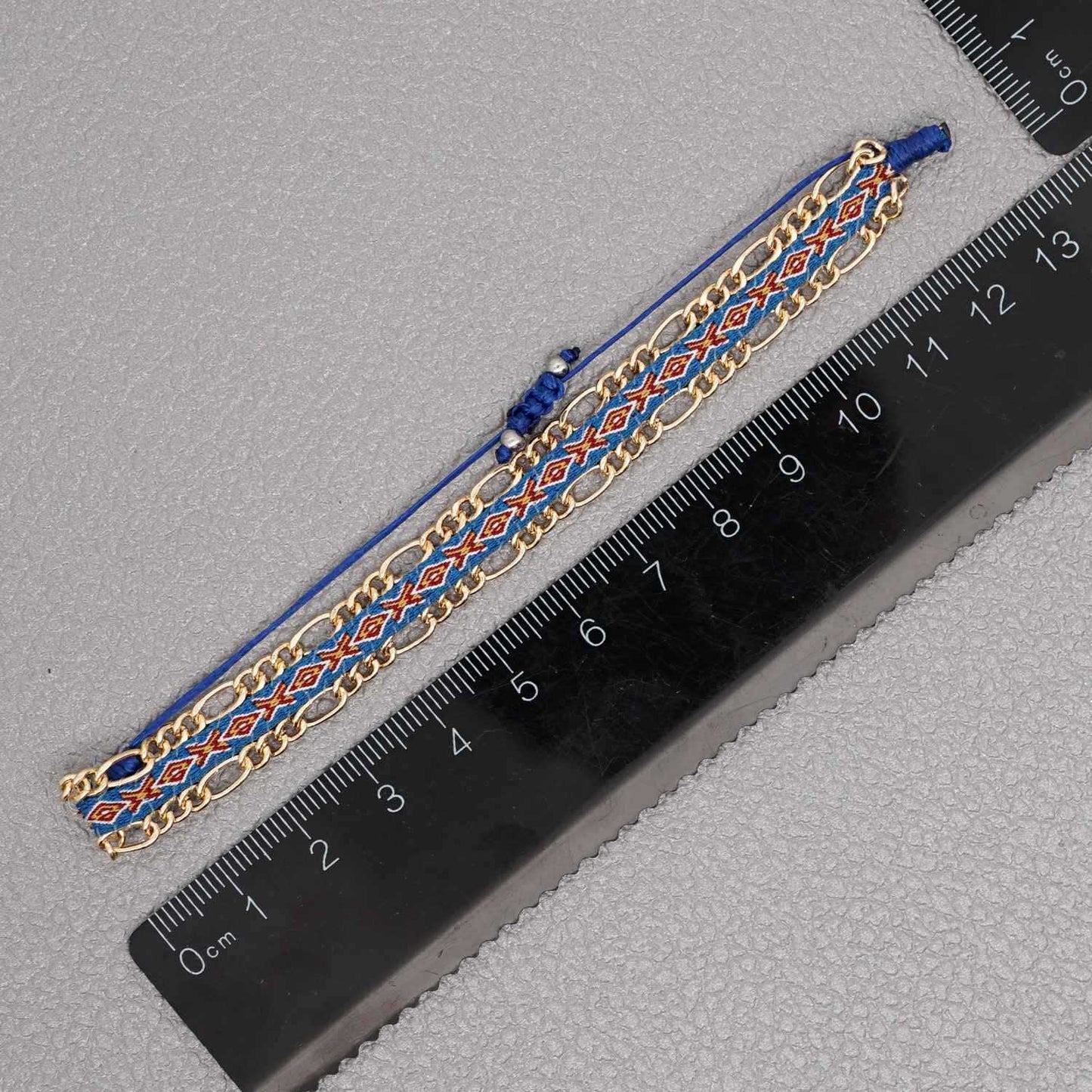 Blue Style Artisan Boho Beaded Bracelet - Handmade Woven Friendship Band with Gold-Plated Chain V888-ELOSUNG38003