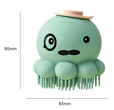 Purple 2-Pack Pet Bath Brush with Shampoo Dispenser - Soft Silicone Massager for Dogs & Cats V888-ELOSUNG38009