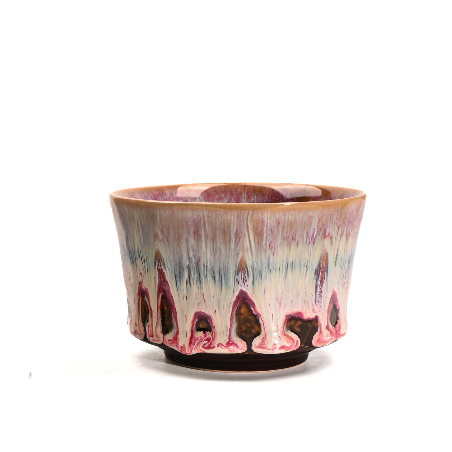 Pink 225ml Ceramic Kiln Glazed Coffee Latte Art Cup - Retro Style Matcha Bowl V888-ELOSUNG38010