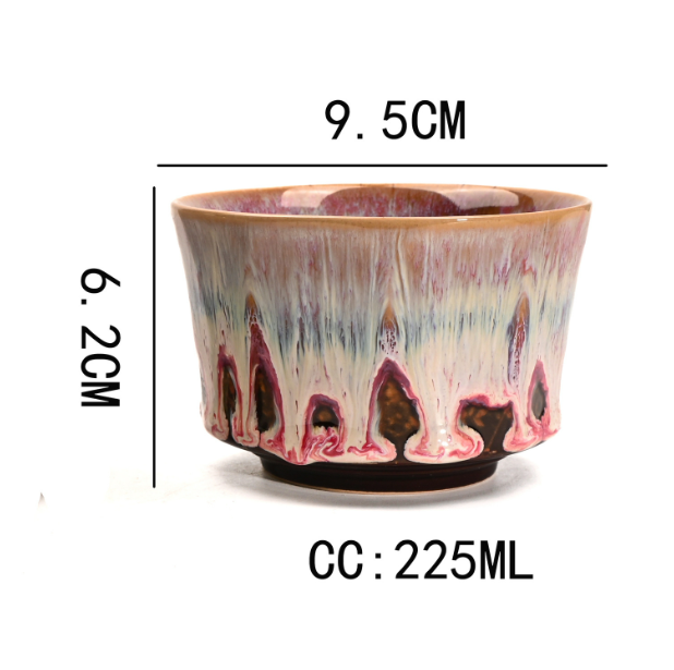 Pink 225ml Ceramic Kiln Glazed Coffee Latte Art Cup - Retro Style Matcha Bowl V888-ELOSUNG38010