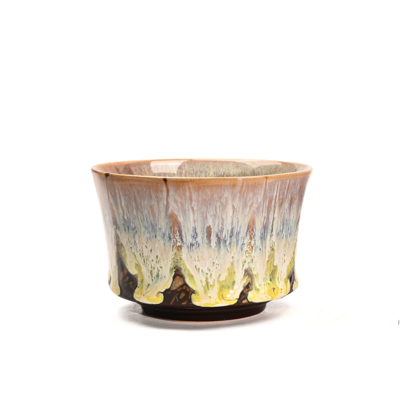 Yellow 225ml Ceramic Kiln Glazed Coffee Latte Art Cup - Retro Style Matcha Bowl V888-ELOSUNG38011