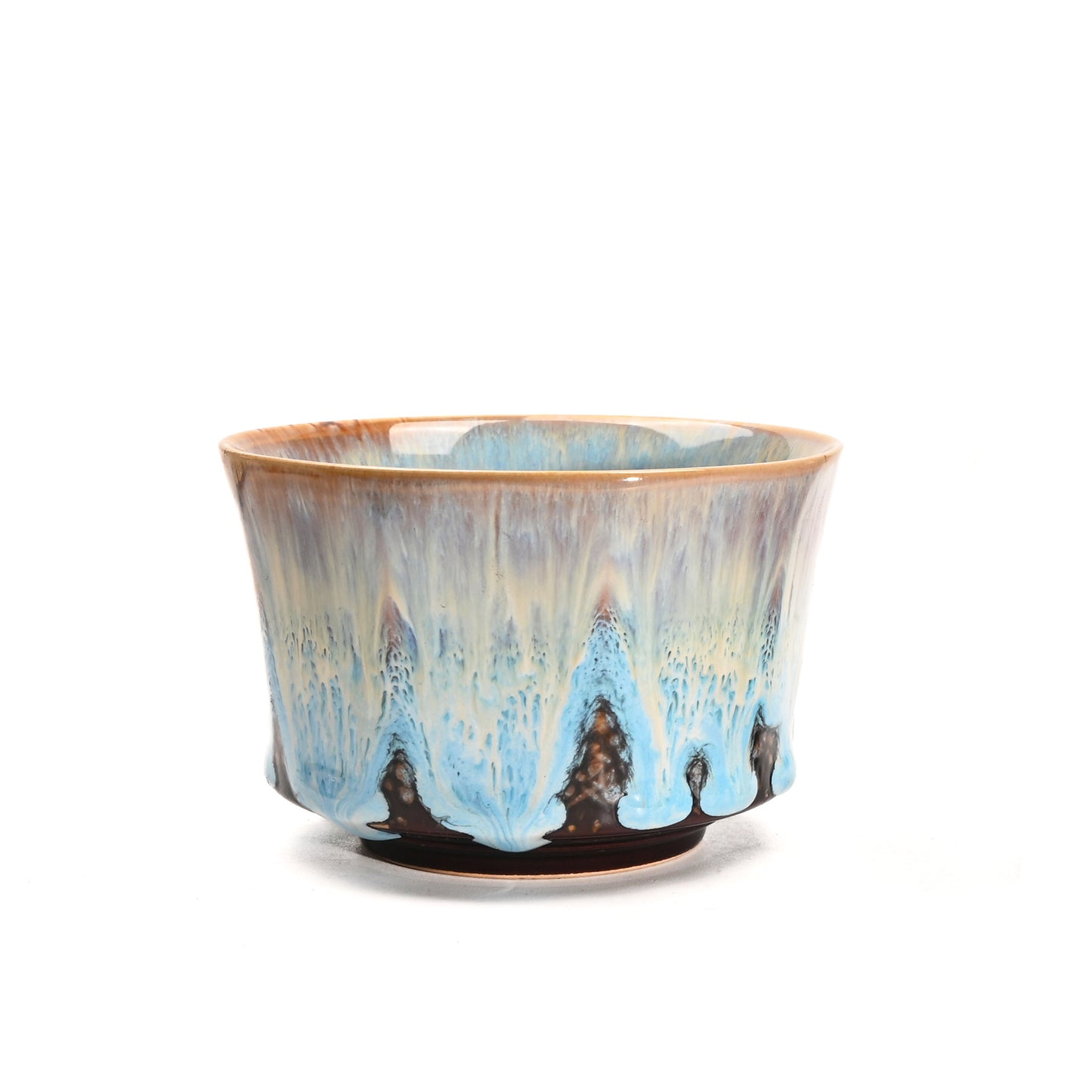 Blue 225ml Ceramic Kiln Glazed Coffee Latte Art Cup - Retro Style Matcha Bowl V888-ELOSUNG38012