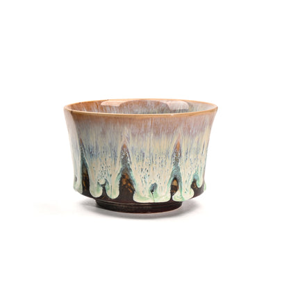 Beige 225ml Ceramic Kiln Glazed Coffee Latte Art Cup - Retro Style Matcha Bowl V888-ELOSUNG38013