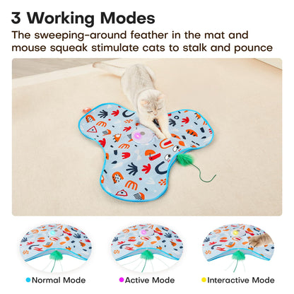 White Interactive Cat Play Tunnel & Hunting Cover - Self-Entertaining Pet Game Toy with Teasers V888-ELOSUNG38014