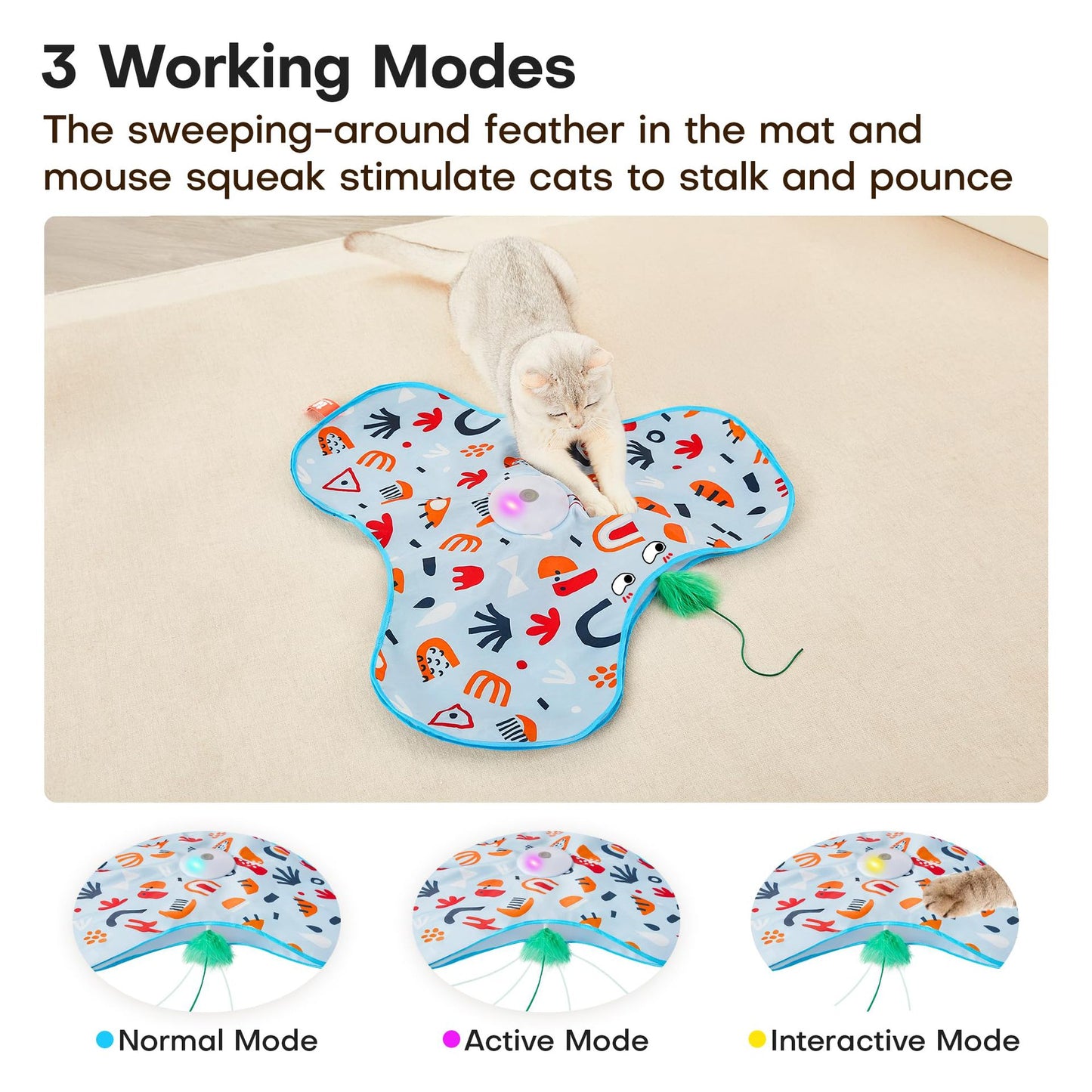 Multicolor Interactive Cat Play Tunnel & Hunting Cover - Self-Entertaining Pet Game Toy with Teasers V888-ELOSUNG38015