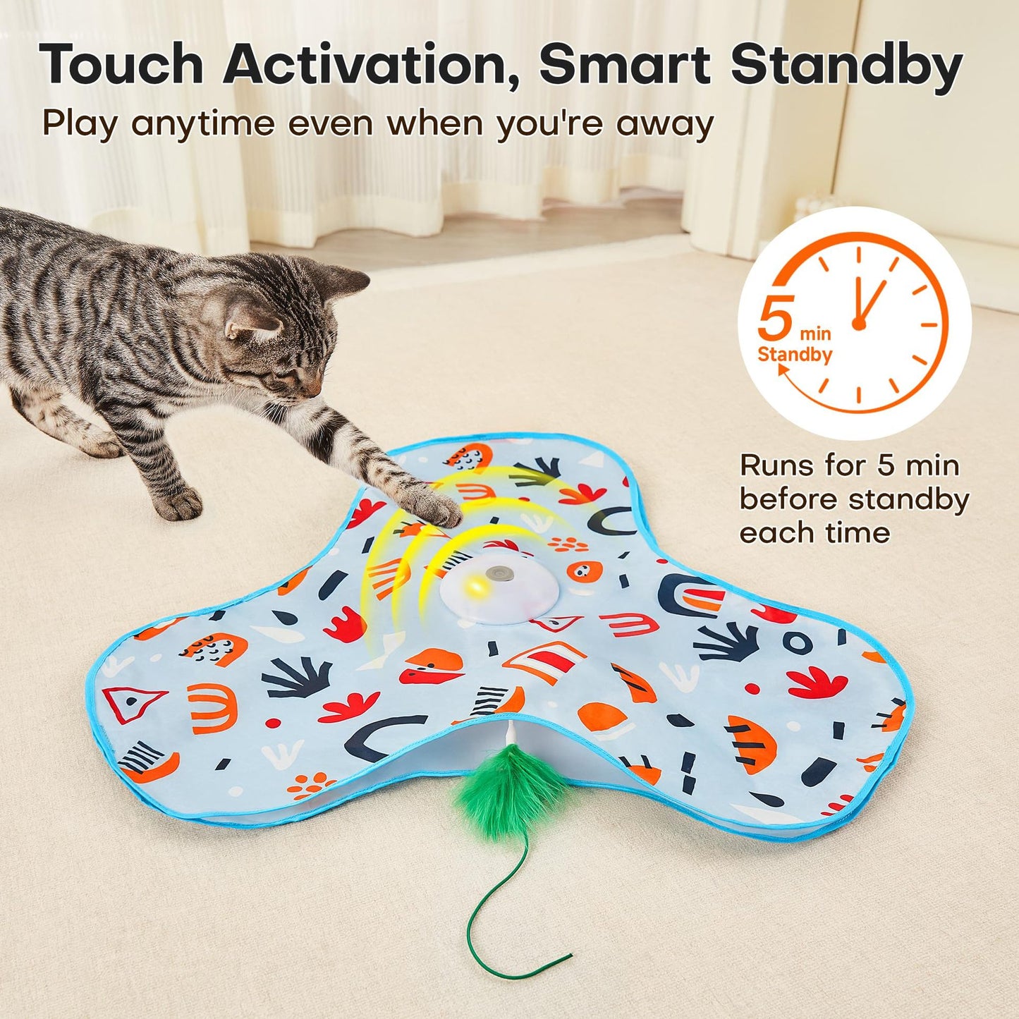 Dark Blue Interactive Cat Play Tunnel & Hunting Cover - Self-Entertaining Pet Game Toy with Teasers V888-ELOSUNG38017