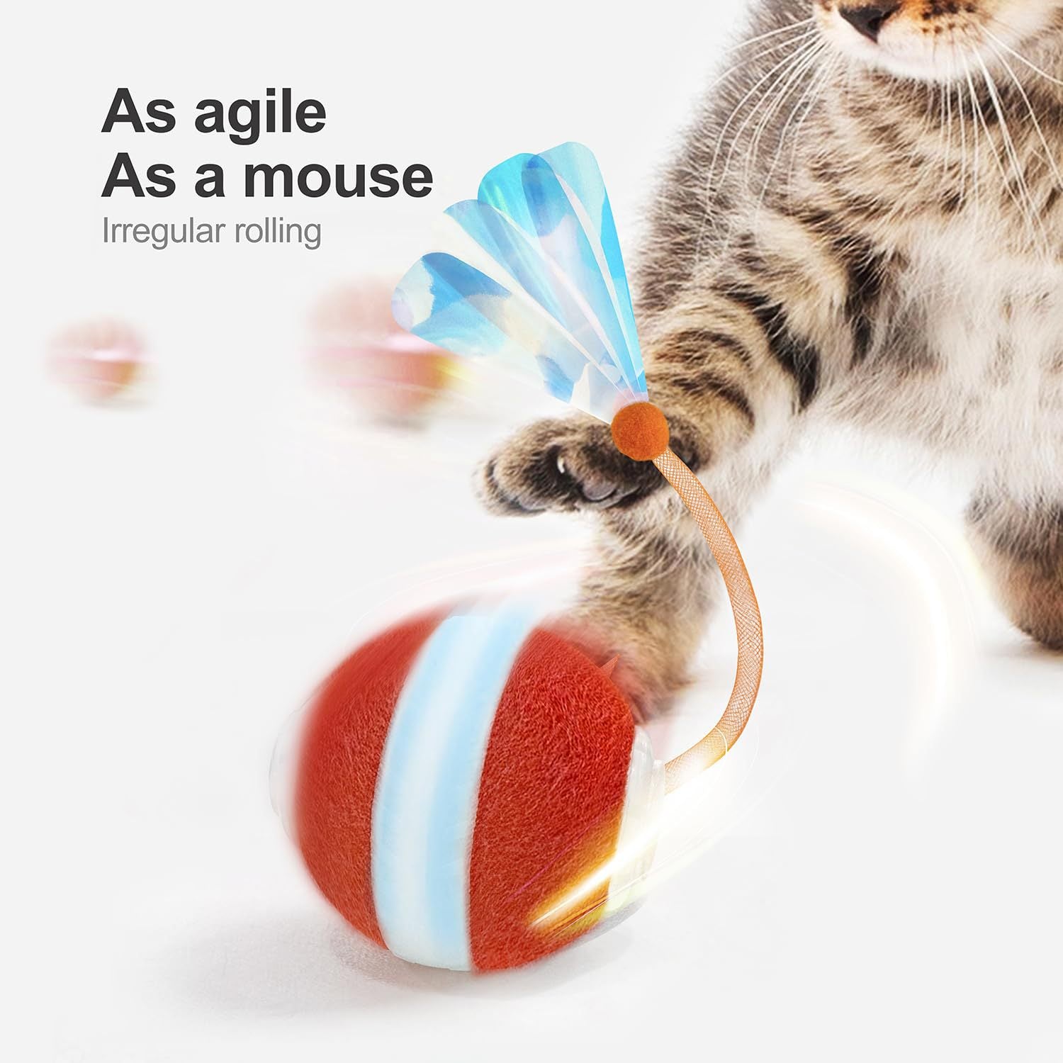 Blue Interactive Smart Electric Cat Toy Ball - Automatic Irregular Rolling Teaser for Independent Play V888-ELOSUNG38019