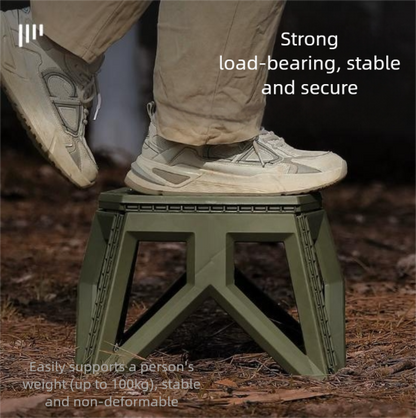 White Portable Folding Stool - Compact Lightweight Plastic Step Stool for Camping, Fishing, Kids, and Home Use V888-ELOSUNG38023