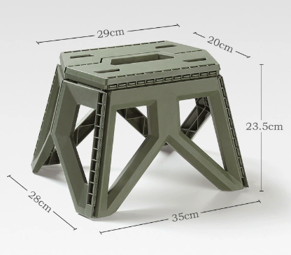 Army Green Portable Folding Stool - Compact Lightweight Plastic Step Stool for Camping, Fishing, Kids, and V888-ELOSUNG38024