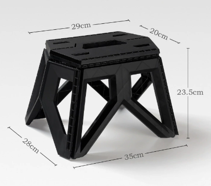 Black Portable Folding Stool - Compact Lightweight Plastic Step Stool for Camping, Fishing, Kids, and Home Use V888-ELOSUNG38026