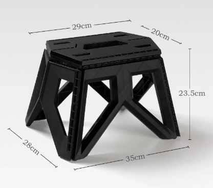 Black Portable Folding Stool - Compact Lightweight Plastic Step Stool for Camping, Fishing, Kids, and Home Use V888-ELOSUNG38026