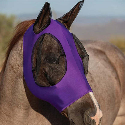 Purple 2-PCS Breathable Horse Fly Mask Set - Equestrian Fly Veils with Ears for Insect Control and Comfort V888-ELOSUNG38028