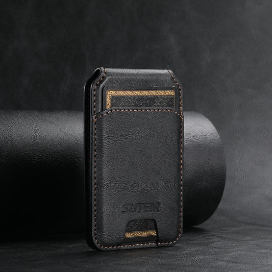 Black Slim Magnetic Wallet with Kickstand for MagSafe - PU Leather Card Holder V888-ELOSUNG38033