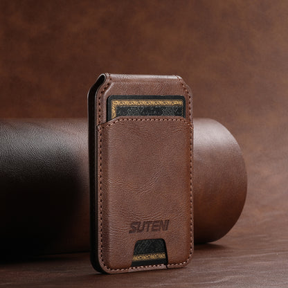 Brown Slim Magnetic Wallet with Kickstand for MagSafe - PU Leather Card Holder V888-ELOSUNG38034