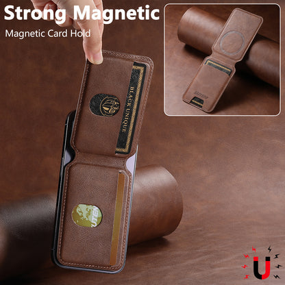 Navy Blue Slim Magnetic Wallet with Kickstand for MagSafe - PU Leather Card Holder V888-ELOSUNG38035