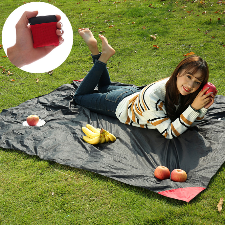 Blue (110*150cm) Compact Pocket Picnic Blanket - Waterproof & Sand-Proof Mat for Beach, Camping & Hiking V888-ELOSUNG38038