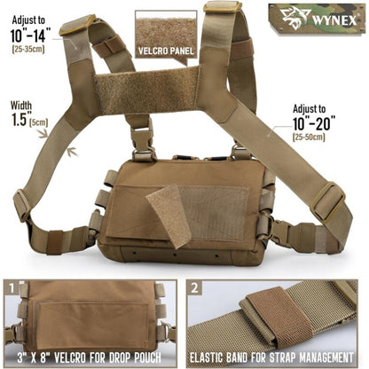 Green Minimalist Tactical Chest Rig - Lightweight Recon Pouch with Laser-Cut MOLLE & Quick-Release Buckles V888-ELOSUNG38043