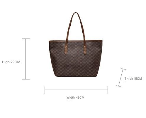 Beige Chic Monogram Print Tote Bag - Large Capacity Shoulder Handbag for Work & Commuting V888-ELOSUNG38050