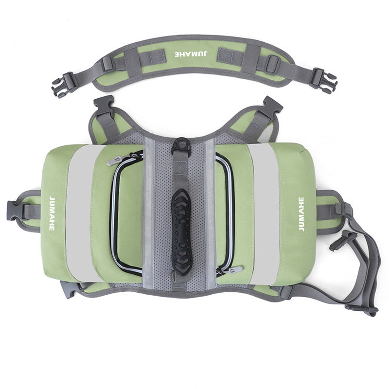 Green Saddle Bag Dog Backpack - Adjustable Harness Pack for Hiking, Camping & Travel with Medium to Large Dogs V888-ELOSUNG38066