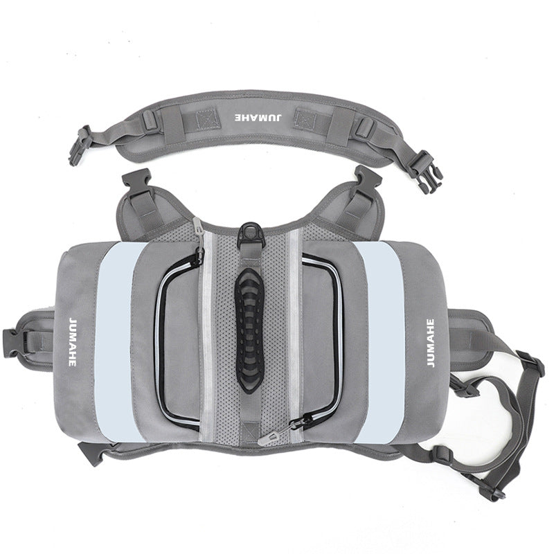 Grey Saddle Bag Dog Backpack - Adjustable Harness Pack for Hiking, Camping & Travel with Medium to Large Dogs V888-ELOSUNG38069