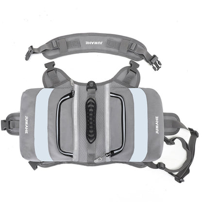 Grey Saddle Bag Dog Backpack - Adjustable Harness Pack for Hiking, Camping & Travel with Medium to Large Dogs V888-ELOSUNG38069