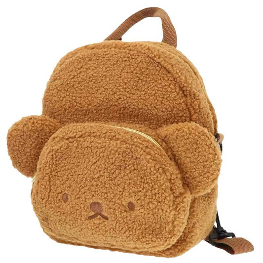Brown Adorable Sherpa Animal Mini Backpack - Cute Bunny & Bear Convertible Crossbody Bag for Girls V888-ELOSUNG38079
