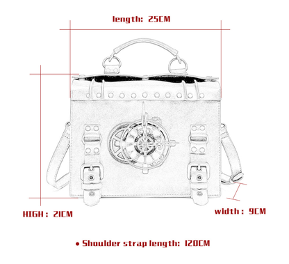 Retro Steampunk Satchel Bag with Decorative Clock & Gears - Gothic Crossbody Purse V888-ELOSUNG38080