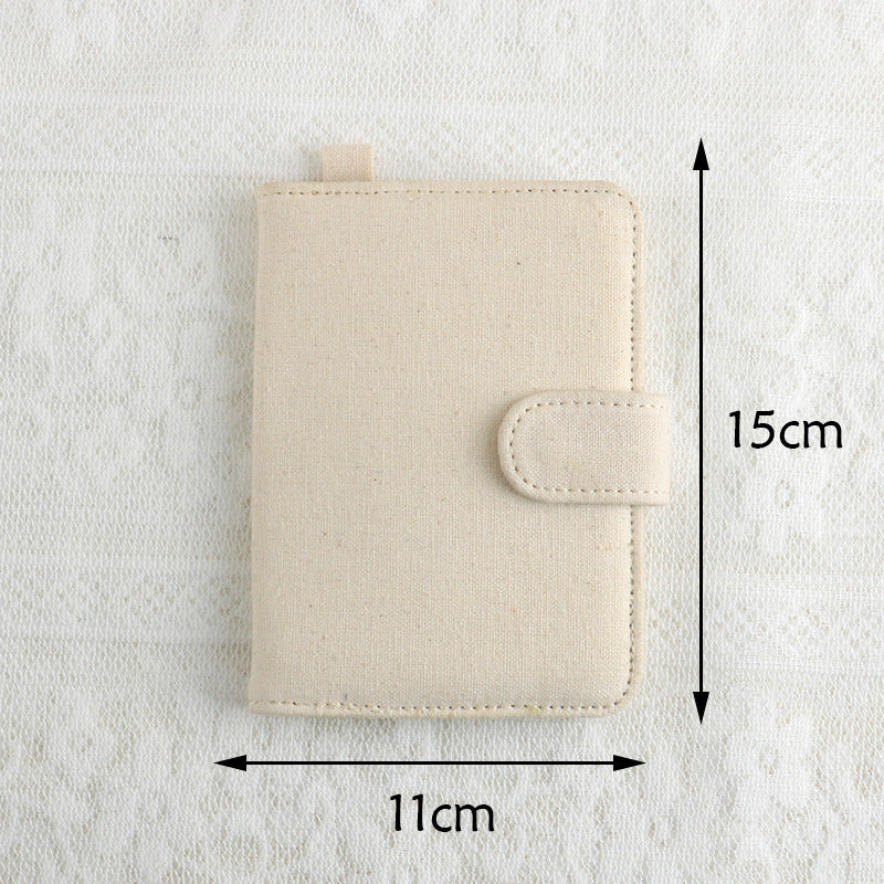 White DIY Canvas Passport Holder with 4 Random Patches - Customizable Travel Document Wallet V888-ELOSUNG38085