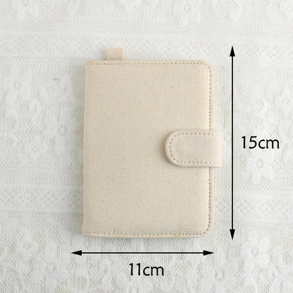 White DIY Canvas Passport Holder with 4 Random Patches - Customizable Travel Document Wallet V888-ELOSUNG38085