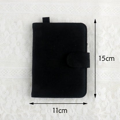 Black DIY Canvas Passport Holder with 4 Random Patches - Customizable Travel Document Wallet V888-ELOSUNG38086