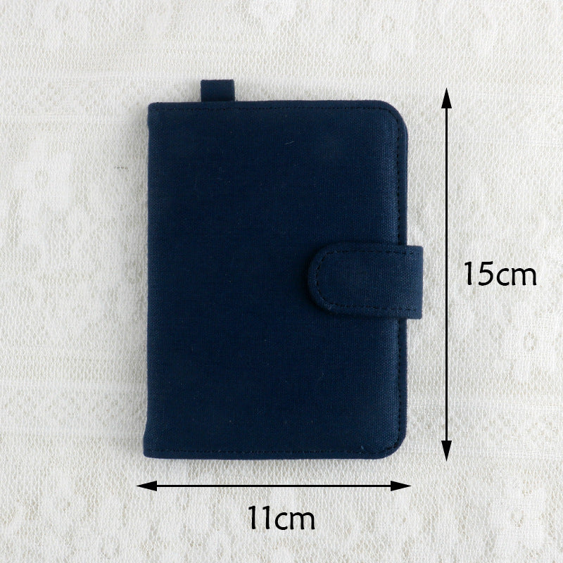 Navy Blue DIY Canvas Passport Holder with 4 Random Patches - Customizable Travel Document Wallet V888-ELOSUNG38087