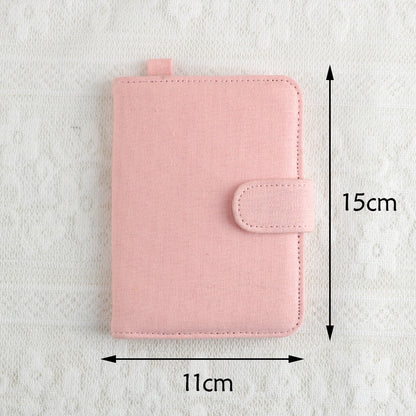 Pink DIY Canvas Passport Holder with 4 Random Patches - Customizable Travel Document Wallet V888-ELOSUNG38088