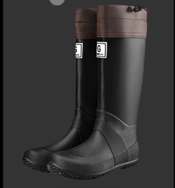 42# Black Foldable Knee-High Rain Boots - Packable Waterproof Non-Slip Wellies for Travel & Festivals V888-ELOSUNG38095