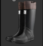 44# Black Foldable Knee-High Rain Boots - Packable Waterproof Non-Slip Wellies for Travel & Festivals V888-ELOSUNG38097
