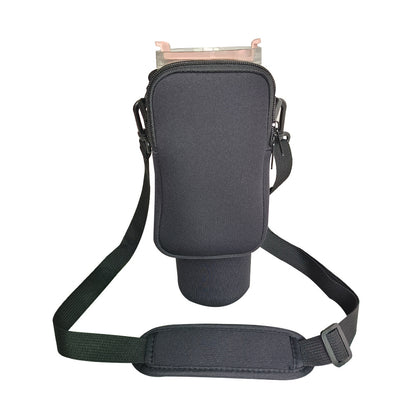 Black Crossbody Tumbler Carrier with Detachable Wallet Pouch and Adjustable Strap V888-ELOSUNG38098