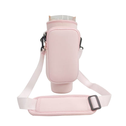 Light-pink Crossbody Tumbler Carrier with Detachable Wallet Pouch and Adjustable Strap V888-ELOSUNG38101