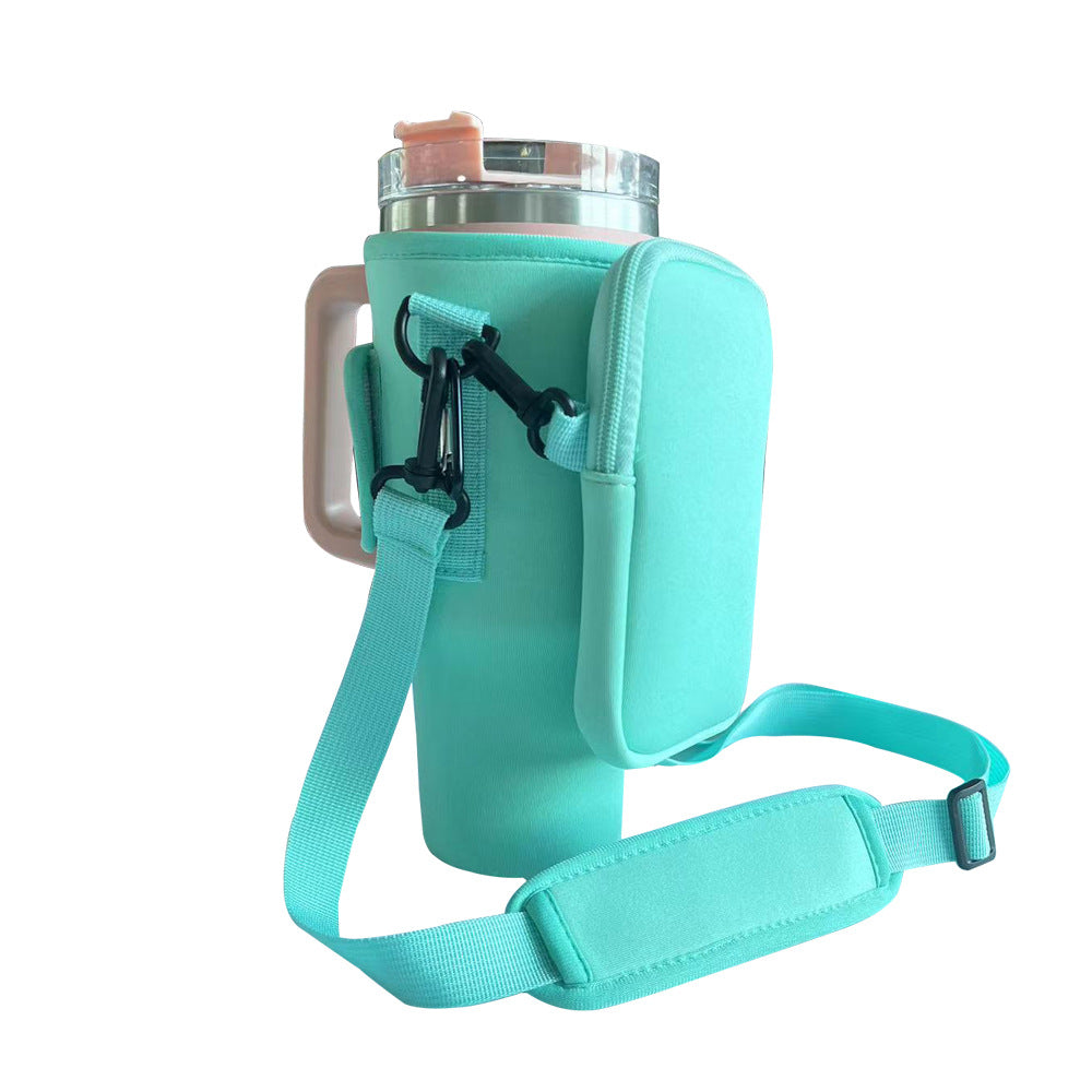 Green Crossbody Tumbler Carrier with Detachable Wallet Pouch and Adjustable Strap V888-ELOSUNG38103