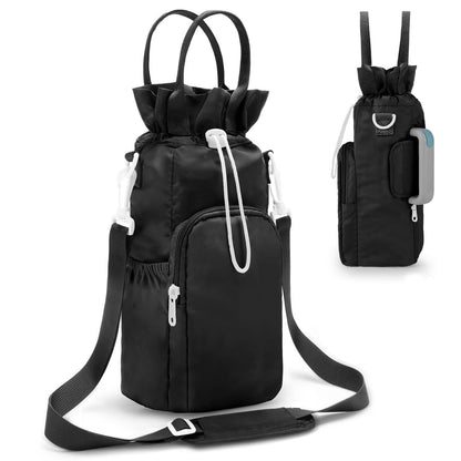 Black Protective Crossbody Water Bottle Holder with Pockets, Fits 40oz Stanley Tumbler V888-ELOSUNG38105