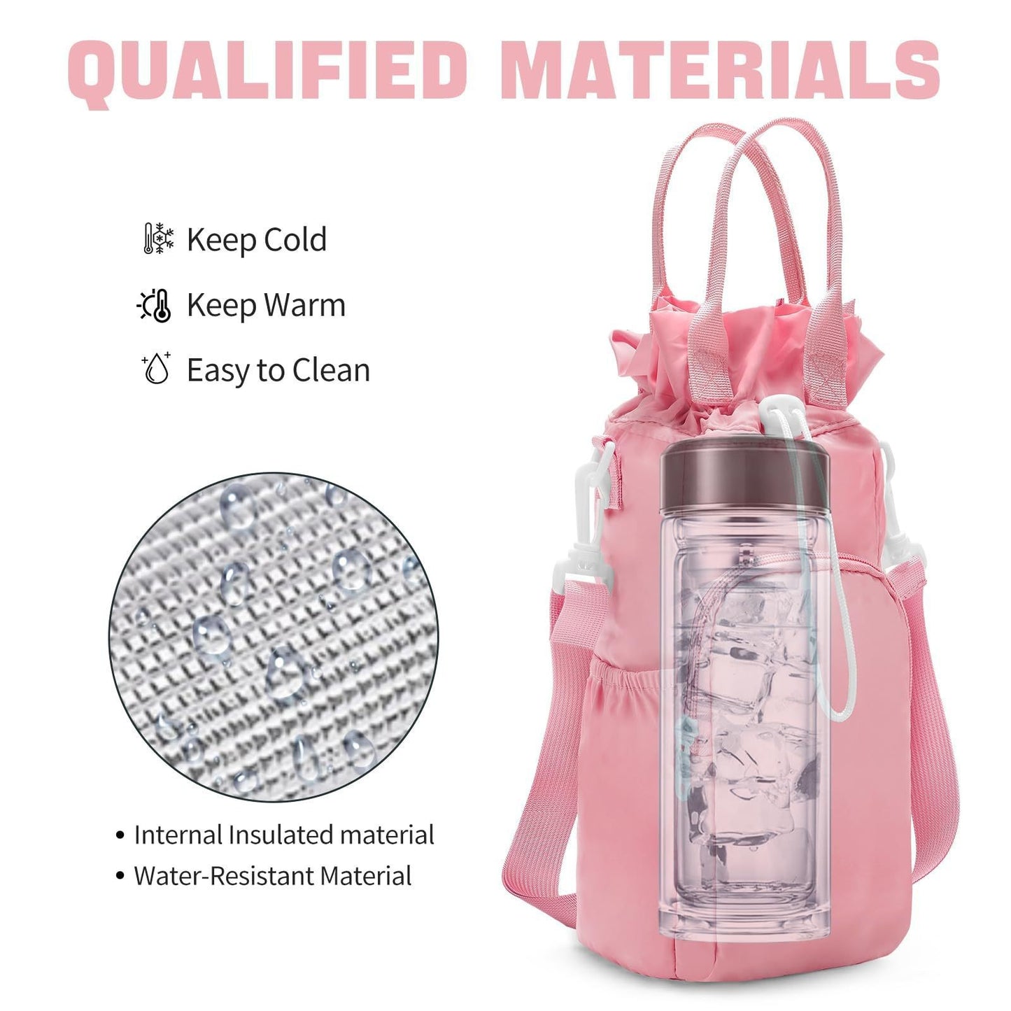Purple Protective Crossbody Water Bottle Holder with Pockets, Fits 40oz Stanley Tumbler V888-ELOSUNG38106