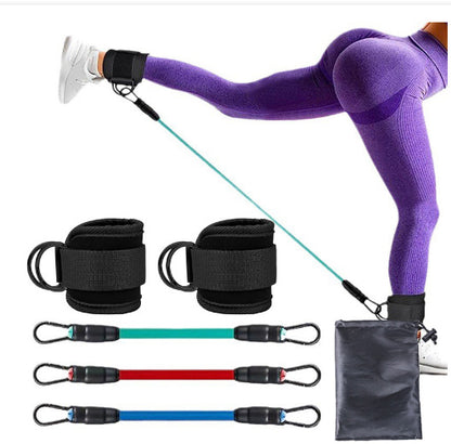 Red-blue-green Black SnapResistance Bands Set with Ankle Straps for Glute Kickbacks & Leg Workouts (10-30lbs) V888-ELOSUNG38118