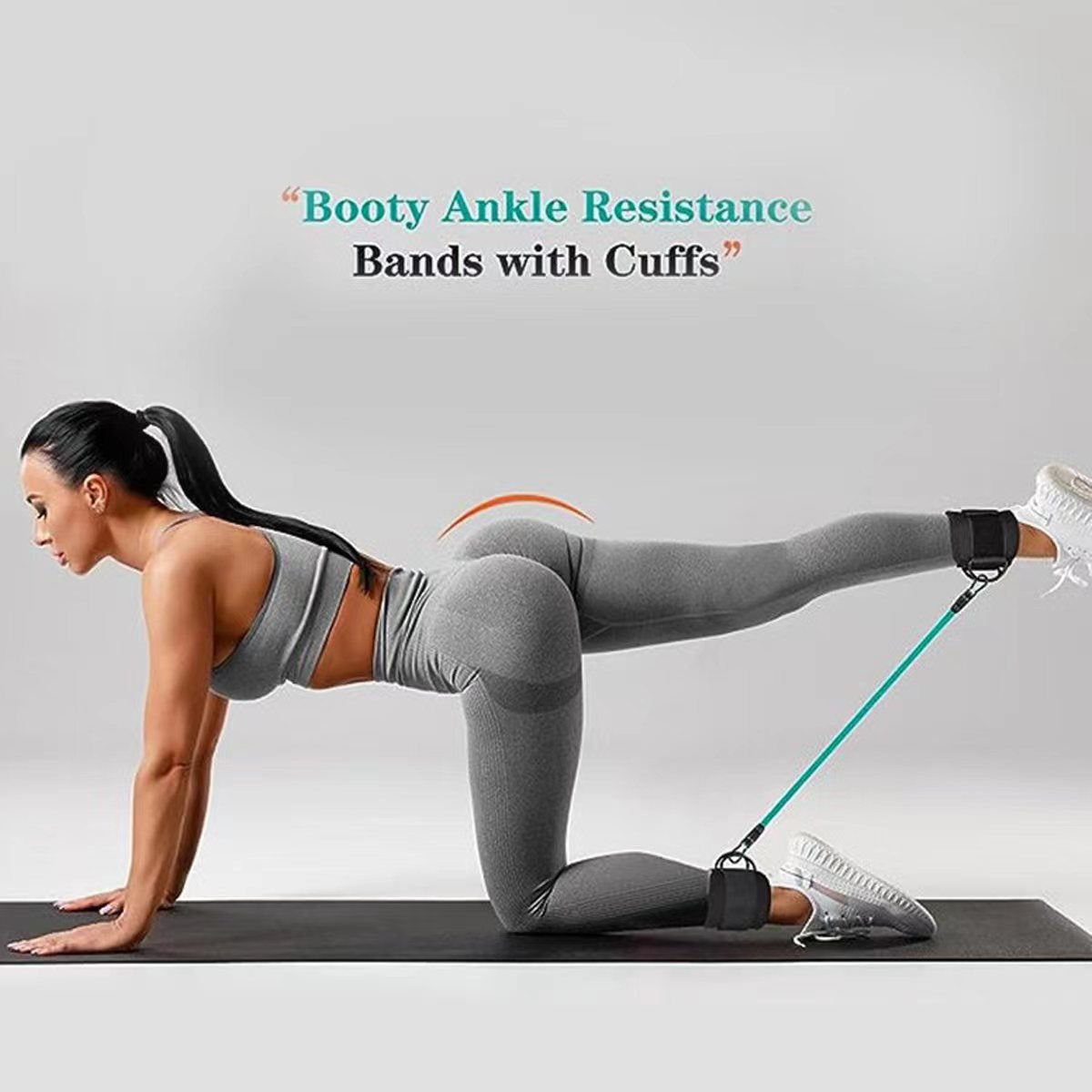 Blue Silver SnapResistance Bands Set with Ankle Straps for Glute Kickbacks & Leg Workouts (10-30lbs) V888-ELOSUNG38121